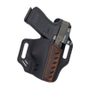Formula 1 (OWB) Holster - Black Base w/ Distressed Brown Patch - Size 3 (Sub Compact) - Left Handed