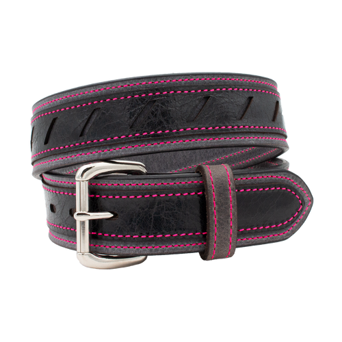 Underground Carry Belt - Gunmetal Grey Base w/ Vintage Black Patch - Pink Thread - 32" Pant (36" belt)