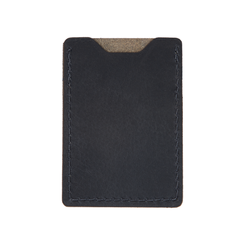 Leather Minimalist Wallet - Black Base w/ Chocolate Brown Patch
