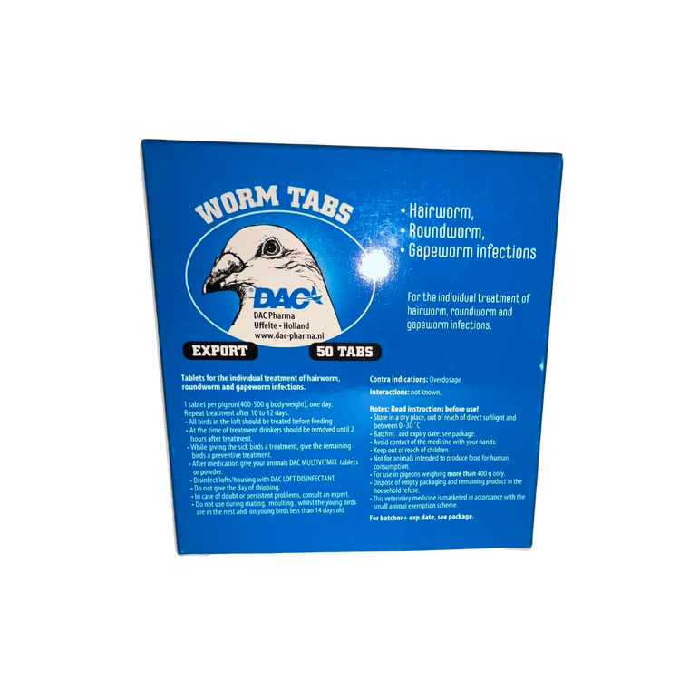 #2636 DAC WORMER TABS, 50 tabs