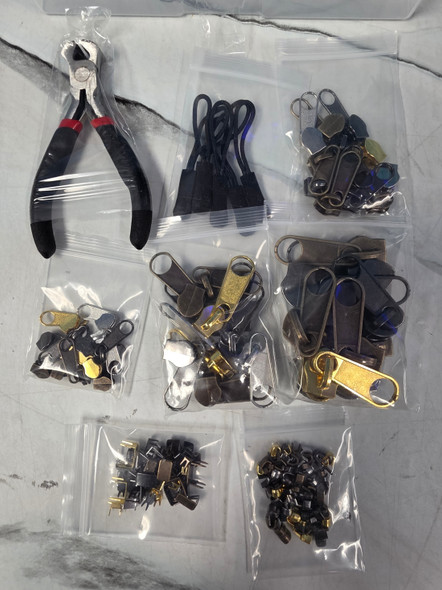 197pc ZIPPER PULL & Slides REPLACEMENT KIT Assorted Sizes & Colors #412 (Z-3-5)