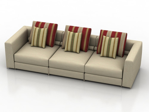Traditional Sofa Neutral colors included 3 large and 3 small sofa pillows