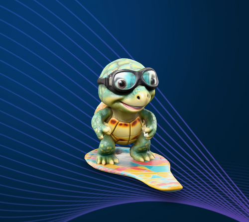A cheerful cartoon turtle