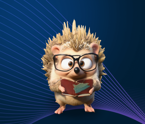 A grumpy cartoon hedgehog