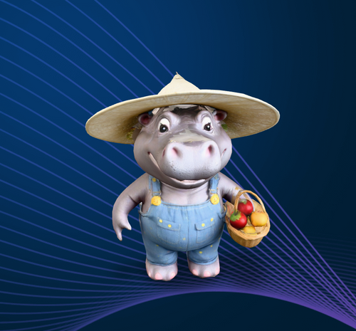 A lovable cartoon hippo