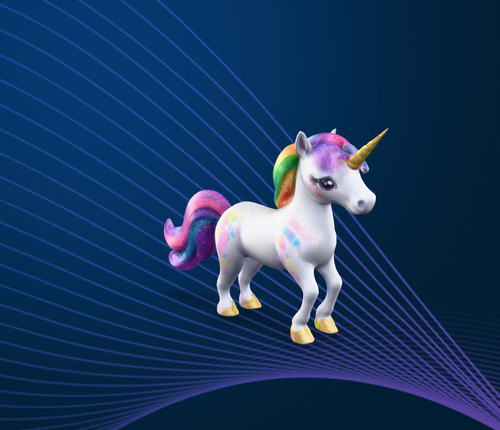 A magical cartoon unicorn