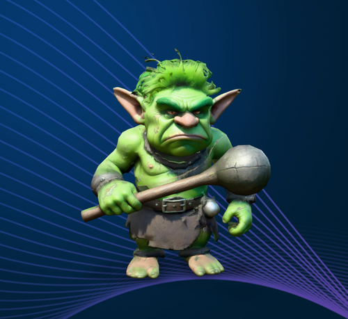 A grumpy cartoon troll