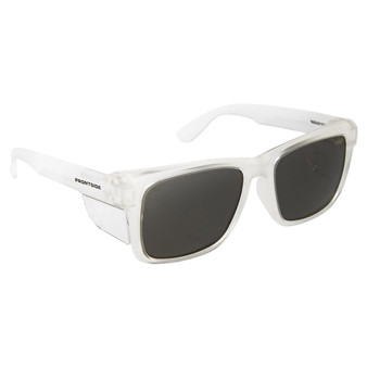 Frontside Safety Glasses Smoke Lens w/Clear Frame
