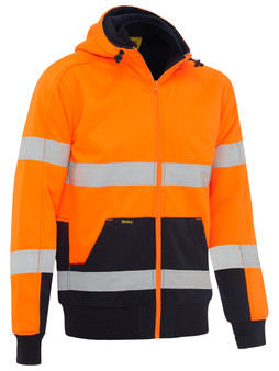 Bisley Hi Vis Taped Zip Fleece Hoodie w/Sherpa Lining