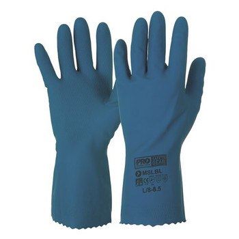Pro Choice Silver Lined Rubber Gloves Blue (Pair)
