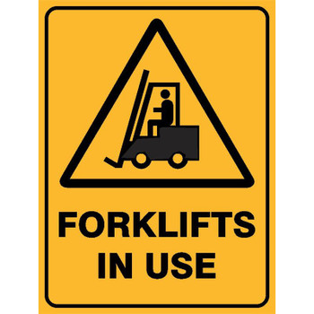 Warning Forklifts In Use Poly Sign 300x225mm