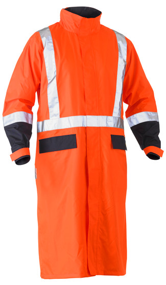 Bisley Hi Vis Taped Long Rain Coat