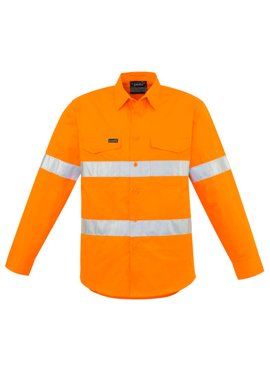 Syzmik Mens Hi Vis Hoop Taped Long Sleeve Shirt Orange