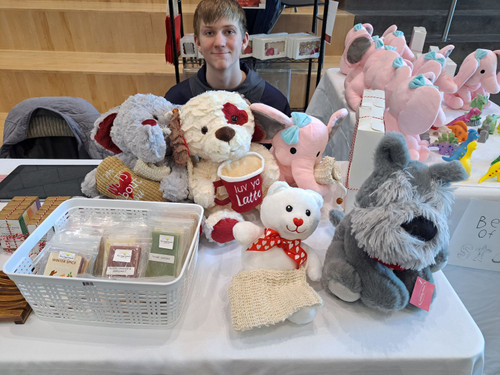 Ryan at Farmington HS Booth - Raising funds for his HI Marching Band Tour