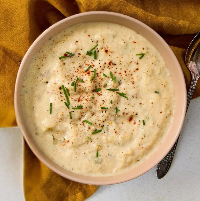 Loaded baked potato soup bowl