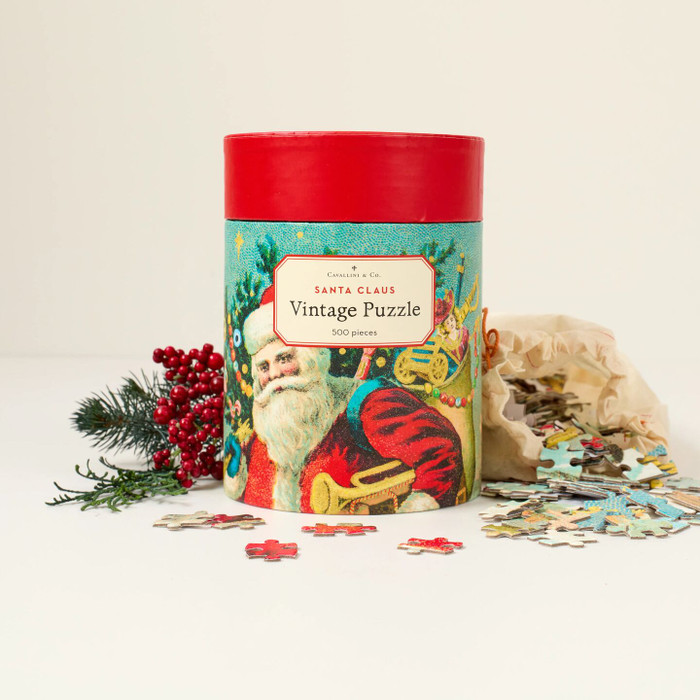 Vintage Santa Puzzle Container 
