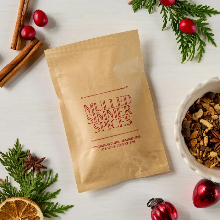 Mulled simmer spices with a festive background
