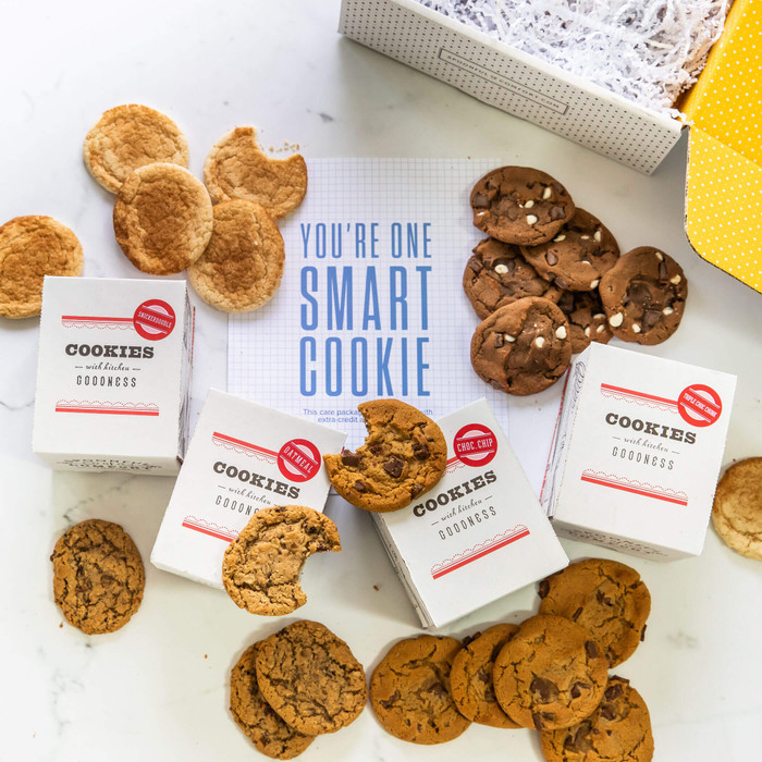 Two dozen cookie package with insert with text "You're One Smart Cookie"