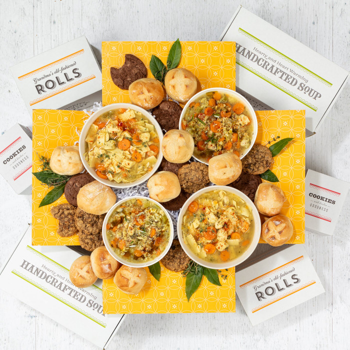 Double Dinner package with twice the servings of soup, rolls, and cookies
