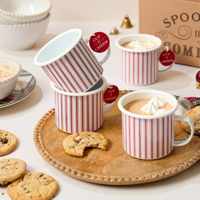 Four Striped Holiday Mugs 
