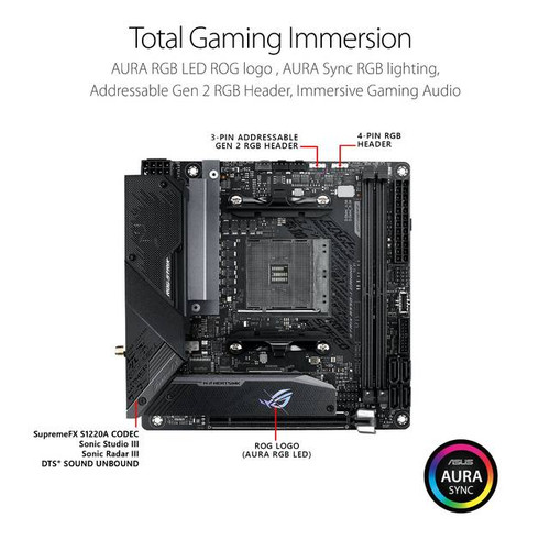 ROG Strix B550 Gaming series motherboards offer a feature-set usually found in the higher-end ROG Strix X570 Gaming series, including the latest PCIe® 4.0. With robust power delivery and effective cooling, ROG Strix B550 Gaming is well-equipped to handle 3rd Gen AMD Ryzen™ CPUs. Boasting futuristic aesthetics and intuitive ROG software, ROG Strix B550-I Gaming is ready to become your next compact gaming build.