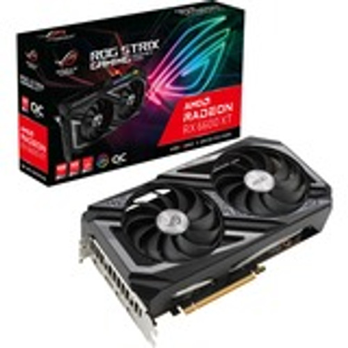 Asus ROG AMD Radeon RX 6600 XT 8 GB GDDR6 Graphic Card Axial-tech Fan Design features a smaller fan hub that facilitates longer blades and a barrier ring that increases downward air pressure.
Dual ball fan bearings can last up to twice as long as sleeve bearing designs.