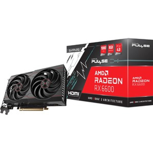 Sapphire AMD Radeon RX 6600 8 GB GDDR6 DisplayPort HDMI Graphics Card Sapphire AMD Radeon RX 6600 Graphic Card - 8 GB GDDR6 - 2.04 GHz Game Clock - 2.49 GHz Boost Clock - 128 bit Bus Width - PCI Express 4.0 - DisplayPort - HDMI HDMI / TRIPLE DP

