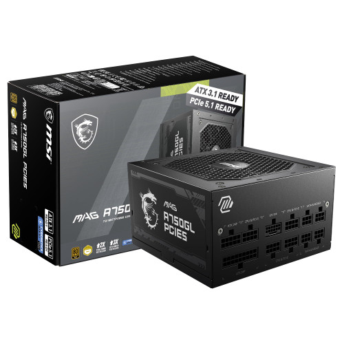 MSI MAG A750GL PCIe5 – 750W Fully Modular Power Supply, 80 PLUS Gold