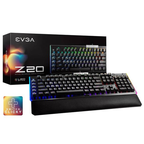  EVGA Z20 812-W1-20US-KR RGB Optical Mechanical Gaming Keyboard. The Z20 Keyboard is powered by a 32-bit Arm Cortex-M33 core microprocessor to support a 4K Hz report rate. Offering the most advanced gaming keyboard experience, 4K Hz is 4x more responsive and inputs can be more precise.