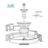 Fiore Stone Monaco Fountain, 3 Tier with Fiore Pond 