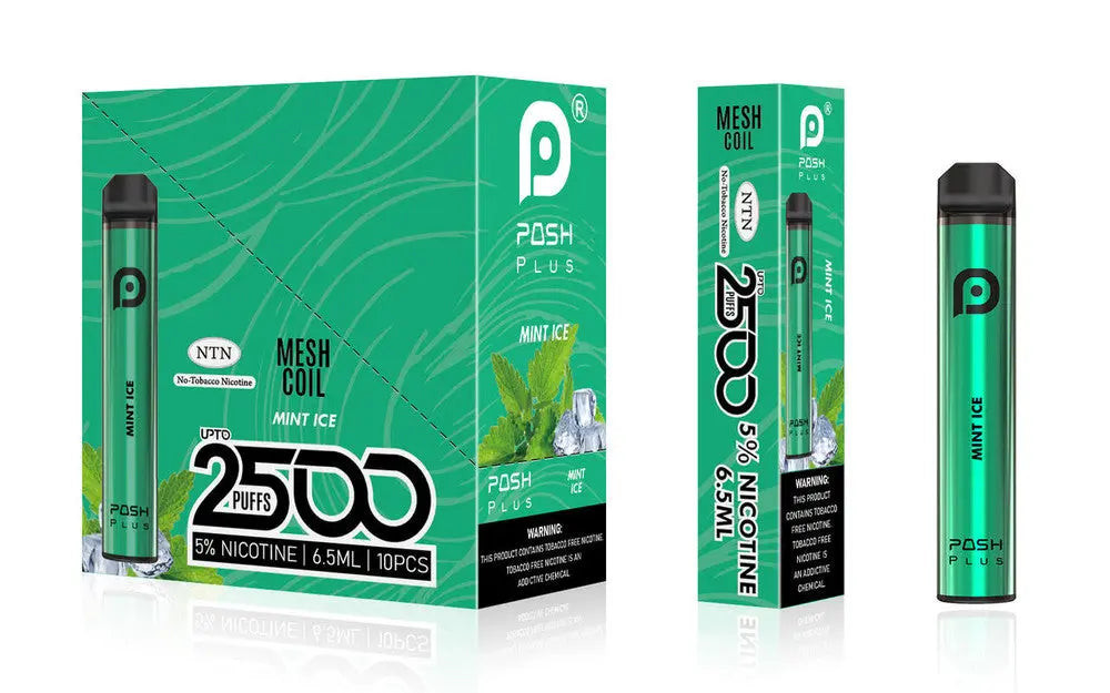 posh vape mint Plus 5% Nic 2500 Puffs 6.5ml Disposable (Tfn) - Alternative pods Mango Icy Flum Pebble Style_Closed Pod Color:Strawberry B-Pop/B-Burst