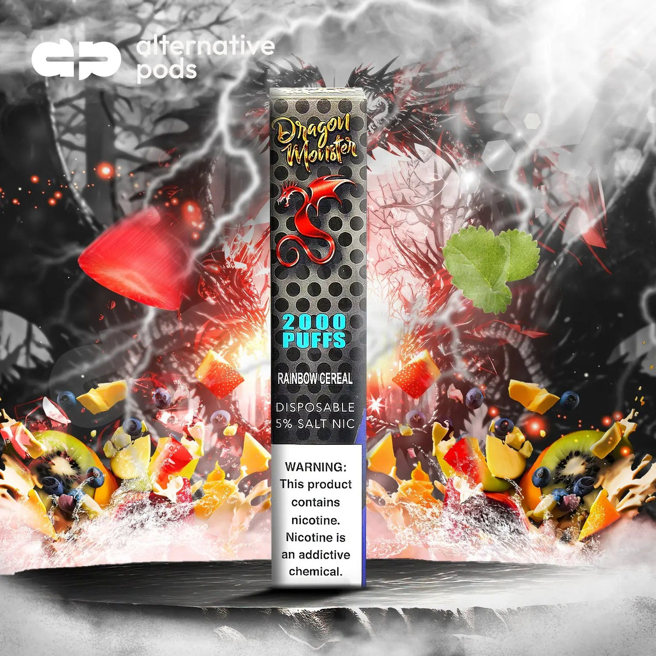 cereal disposable vape nicotine Dragon Monster 2000 Puffs - Alternative pods Size:5 Pack Pina Polo Flum Float smoke shop Kado Bar Disposable Vapes