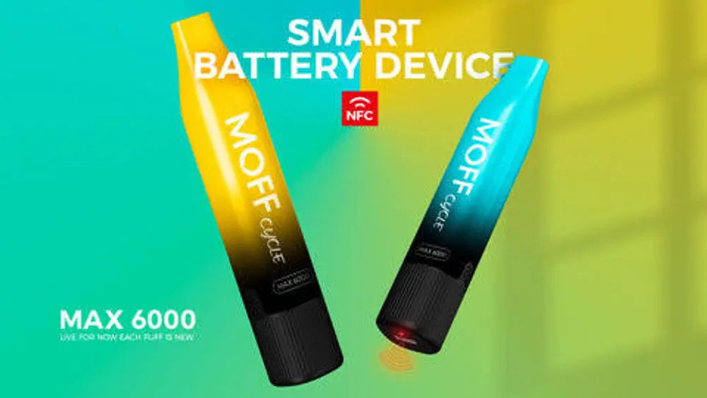 nfc tech vape pod battery MOFF CYCLE BAR 5% NIC DISPOSABLE 6000 PUFFS colour:Navy Blue & Blueberry Sour Raspberry What Flavour is Mr. 6ml