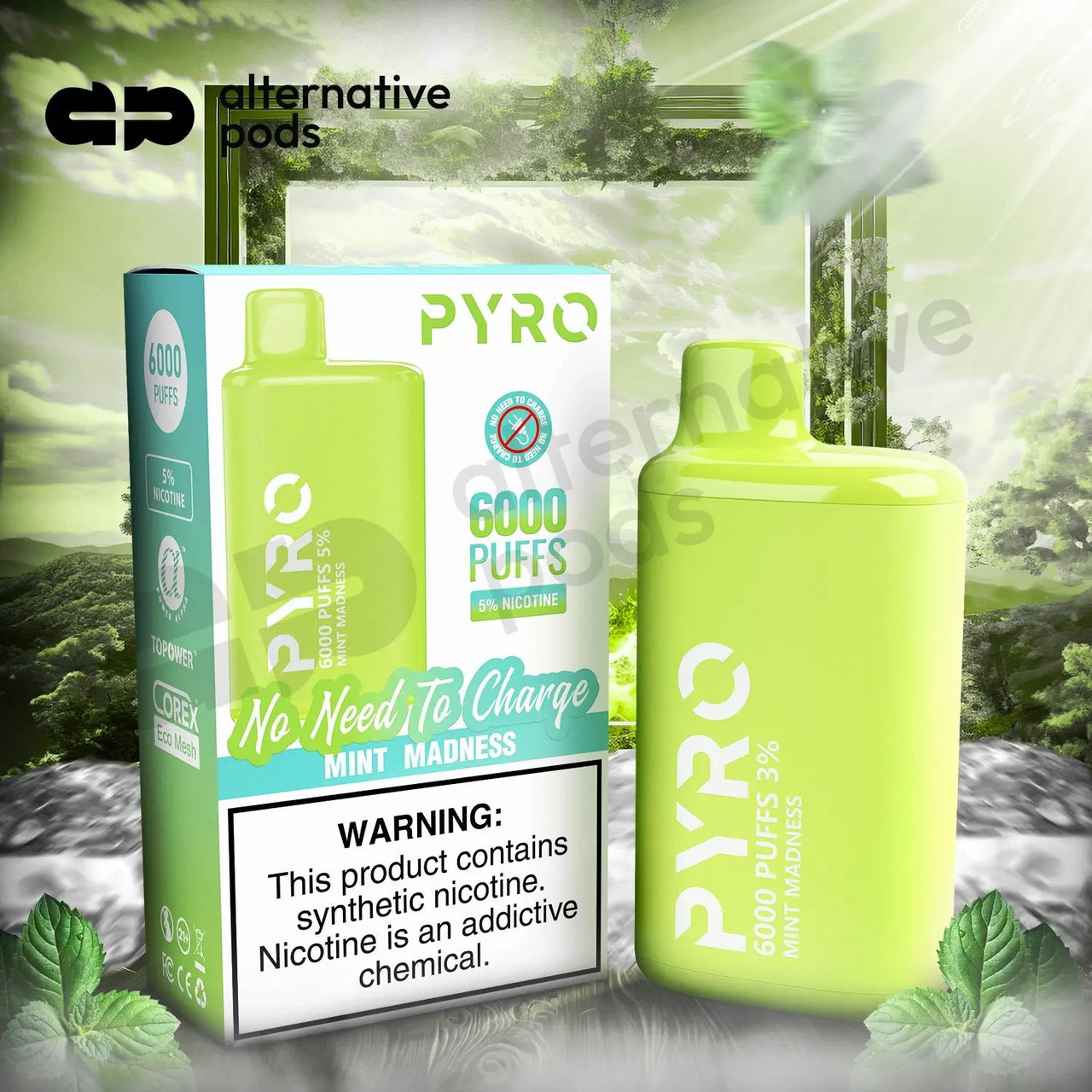 6000 puff vape price PYRO Disposable $14.99 Flavor:Green Clear (Green Apple Honeydew) our products | Circle vapes