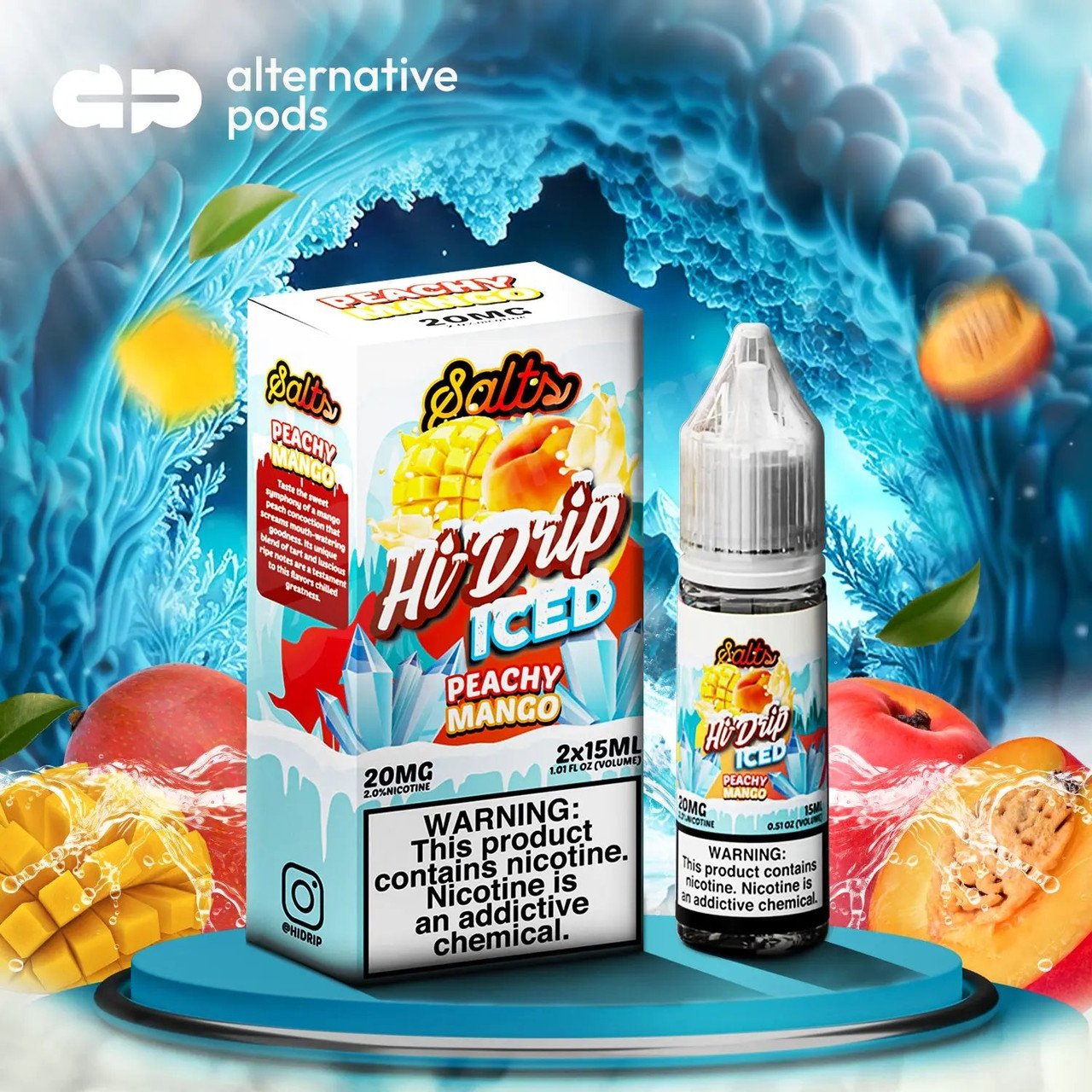 hi drip vape juice flavors Hi-Drip Iced Salts Nicotine Salt E-Liquid 30ML (2 x 15ML) - Alternative pods black mint Color:Vitamin Orange Jewel Mint by Pod