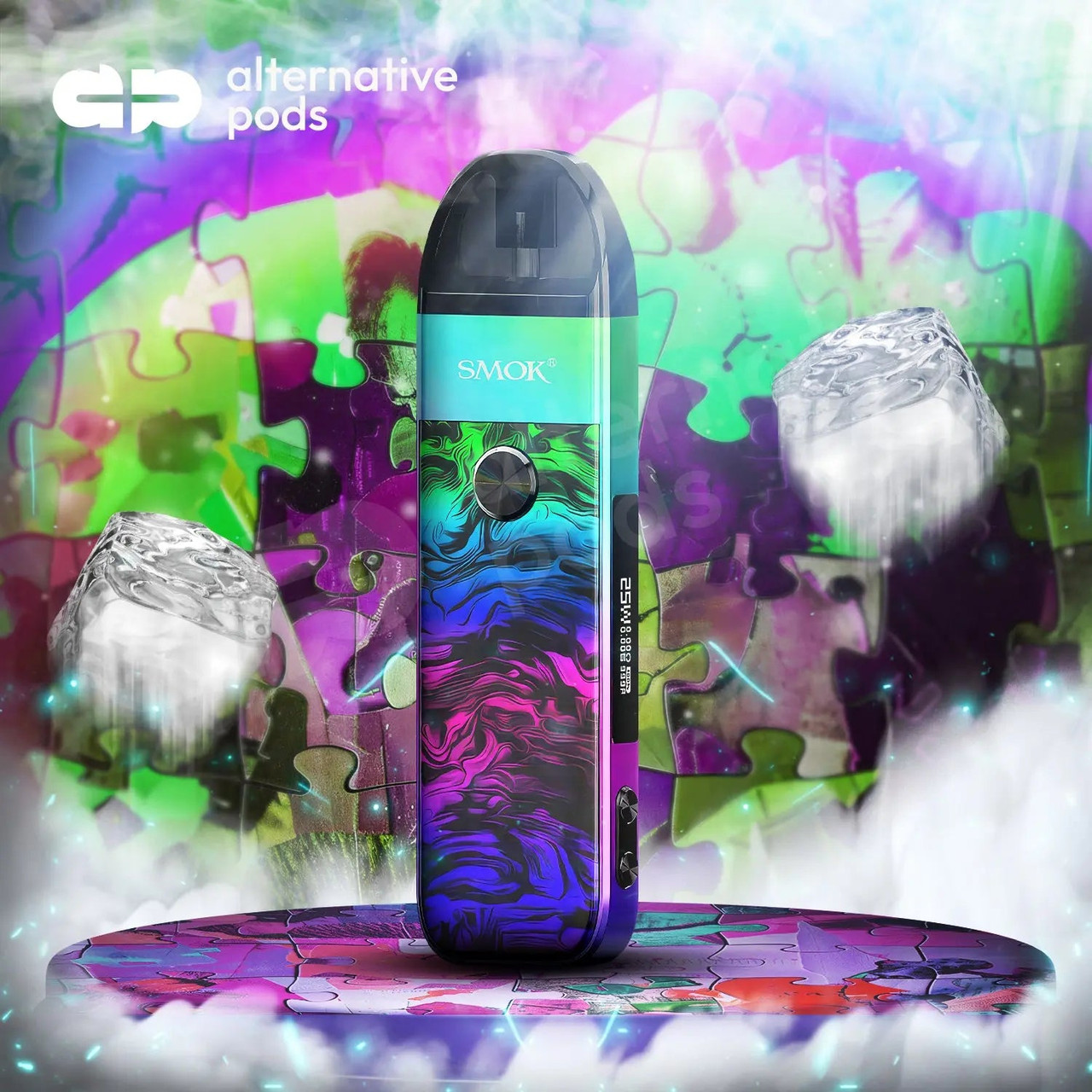pro smoke and vape SMOK POZZ 1100mAh Pod System Starter Kit - Alternative pods Cherry Ice Elf Bar AF5500 Select Flavor ::Stone Freeze JUUL2 Device Starter Kit