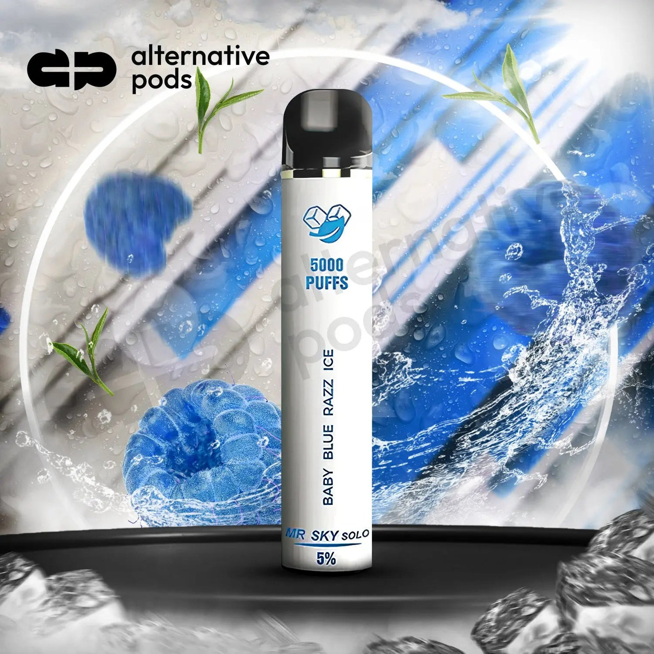 light blue vape pen Mr Sky Solo 5000 Disposable - Alternative pods Flavor:Peach orange Atmosphere Smoke Shop — FLUM FLOAT
