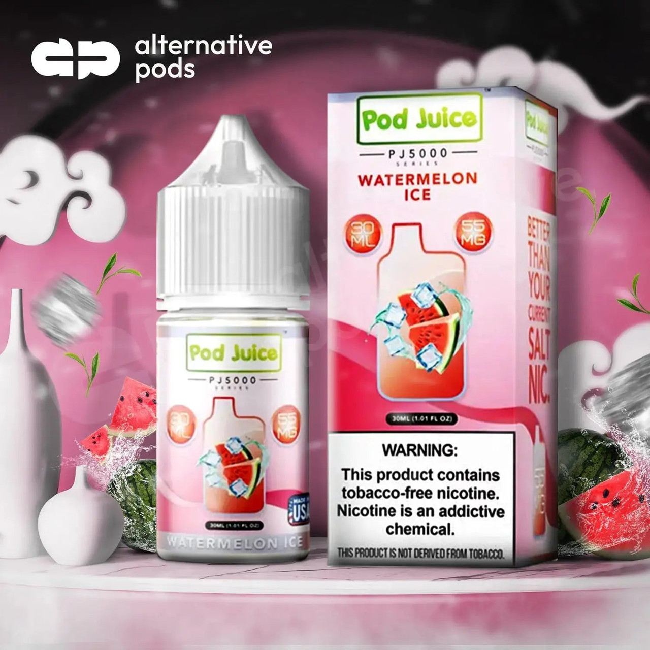 pod juice vapes PJ5000 Series Synthetic Nicotine Salt E-Liquid 30ML - Alternative pods Flavor:Melon Burst Option_Airflow Control Buy Superfire - 2g
