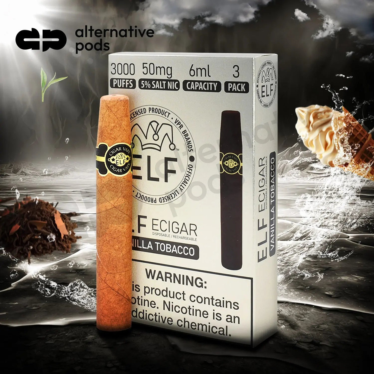 cigar flavor vape ELF VPR 3000 Flavor:Blackberry B-Pop Hawaii The Best Vape Pen