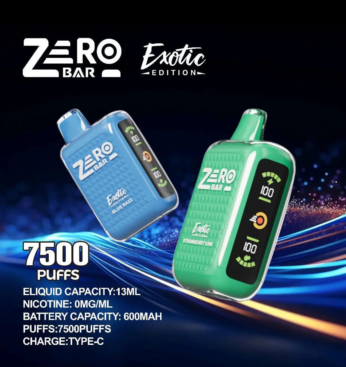 zero nicotine tobacco flavor vape Bar Exotic 7500 - Alternative pods PO#1786 Optic and Color:White SAE Fog njoy pods coming back