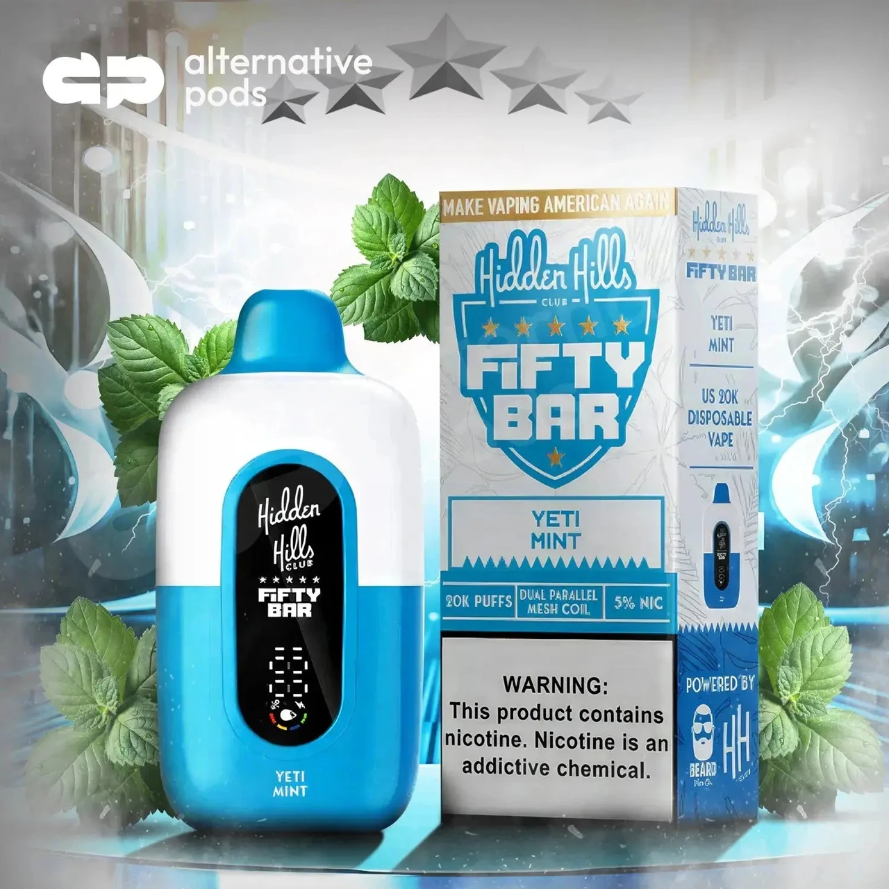 fifty bar vape yeti mint Hidden Hills x 20K - Alternative pods raz dream edition flavors Uwell Caliburn X Lake Green Resistance:.3Ω