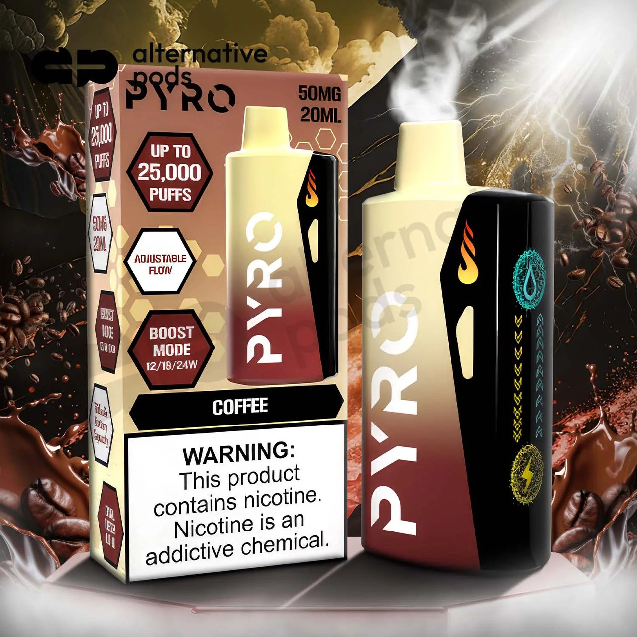 disposable coffee vape PYRO Boost 25000 25K Puffs & 5% Nicotine FLAVOR:Blue razz lemonade Price=02=£20.01 - £30.00 ERA Classic Vape Pen: