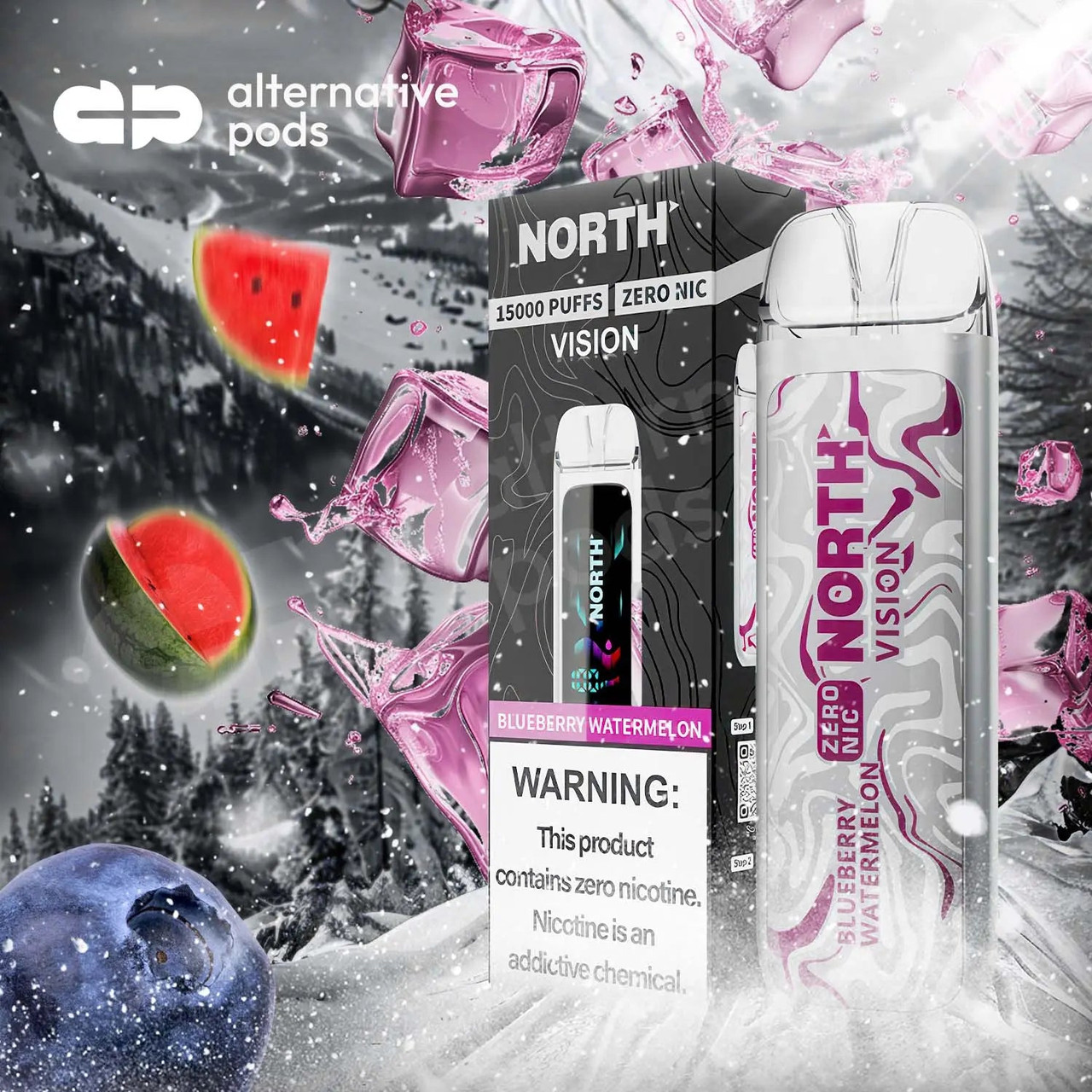 disposable vapes 0 nicotine North Vision 15K Zero - Alternative pods 2029 000 puff bundle filled color:pearl white E-Liquid and Vape Kit