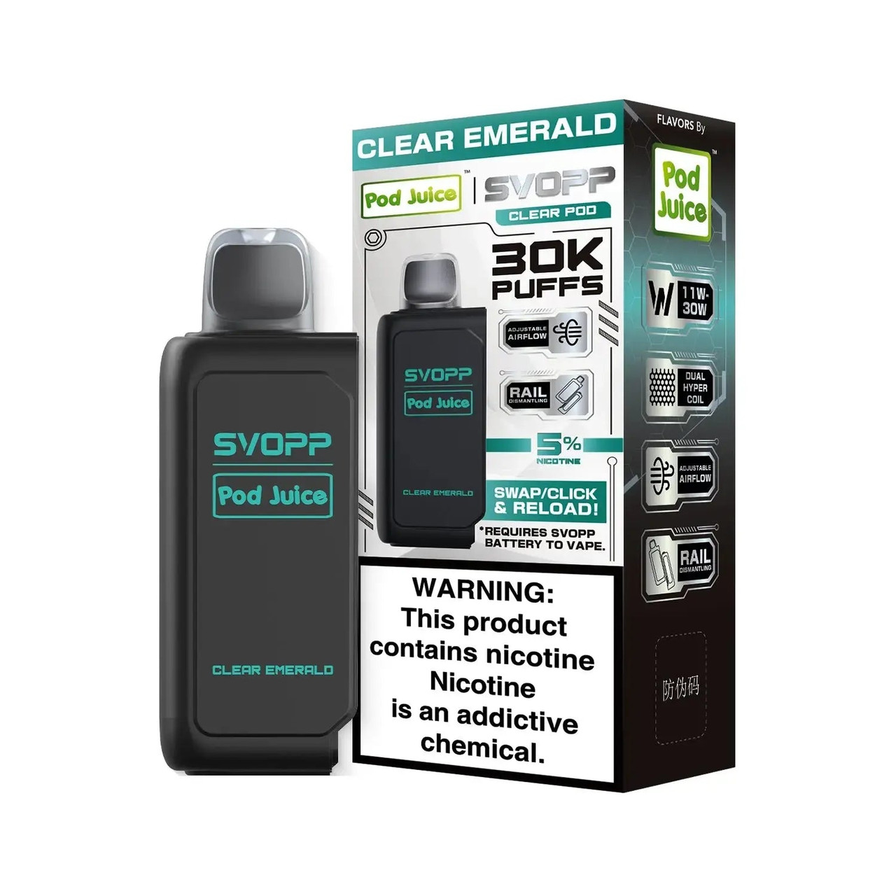 svopp vape battery Pod Juice 30K Disposable Pod - Alternative pods E-Liquid Type_Freebase 10ml Foger Bit Disposable Vape Color:Starry Blue