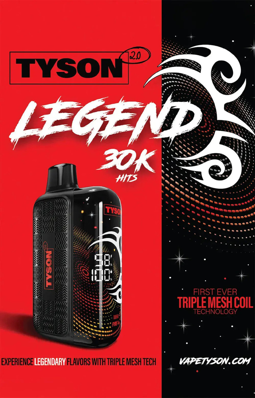 tyson vape tobacco flavor 2.0 Heavyweight Rechargeable Disposable 5% Nicotine Tyson 2.0 Legend 30K Disposable
