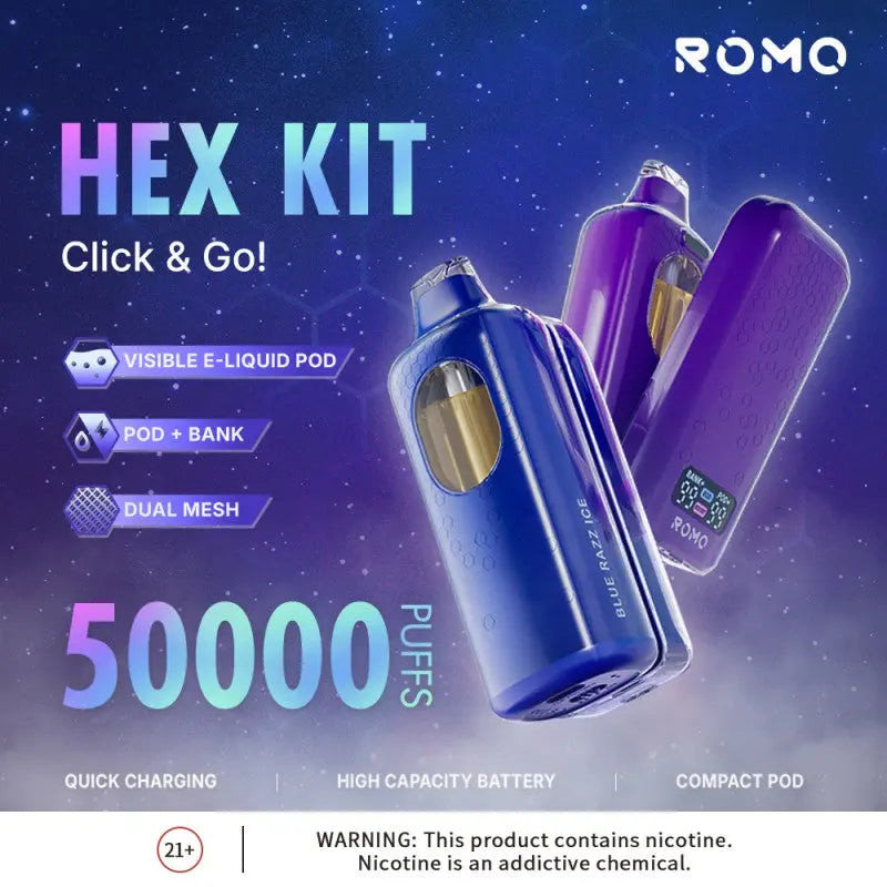 compact disposable vape ROMO Hex 50K Pod Kit - Alternative pods Geek Bar 50000 Puffs Flavor:watermelon 2ml Delta 8 Disposable