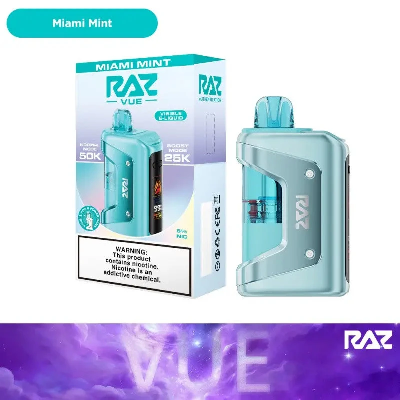 who makes raz disposable vapes VUE 50K Vape 50000 Puffs & Flavors Strain:Forbidden Gelato (Indica) 2mlpod Orange Mango RAZ DC25000