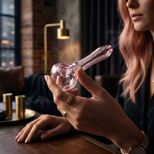 4" Pink Hand Pipe - Linework