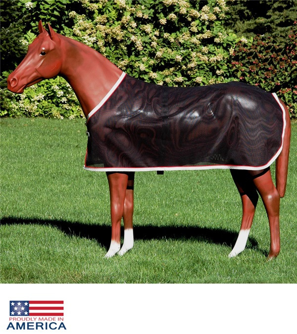 Couverture Cheval Wunderwear Scrim Fly Cooler – 78 Pouces, Bleu/blanc/rouge, Neuf