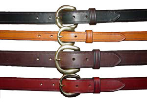 Leather Belt with Engraved Nameplate Pinkstons Turf Goods